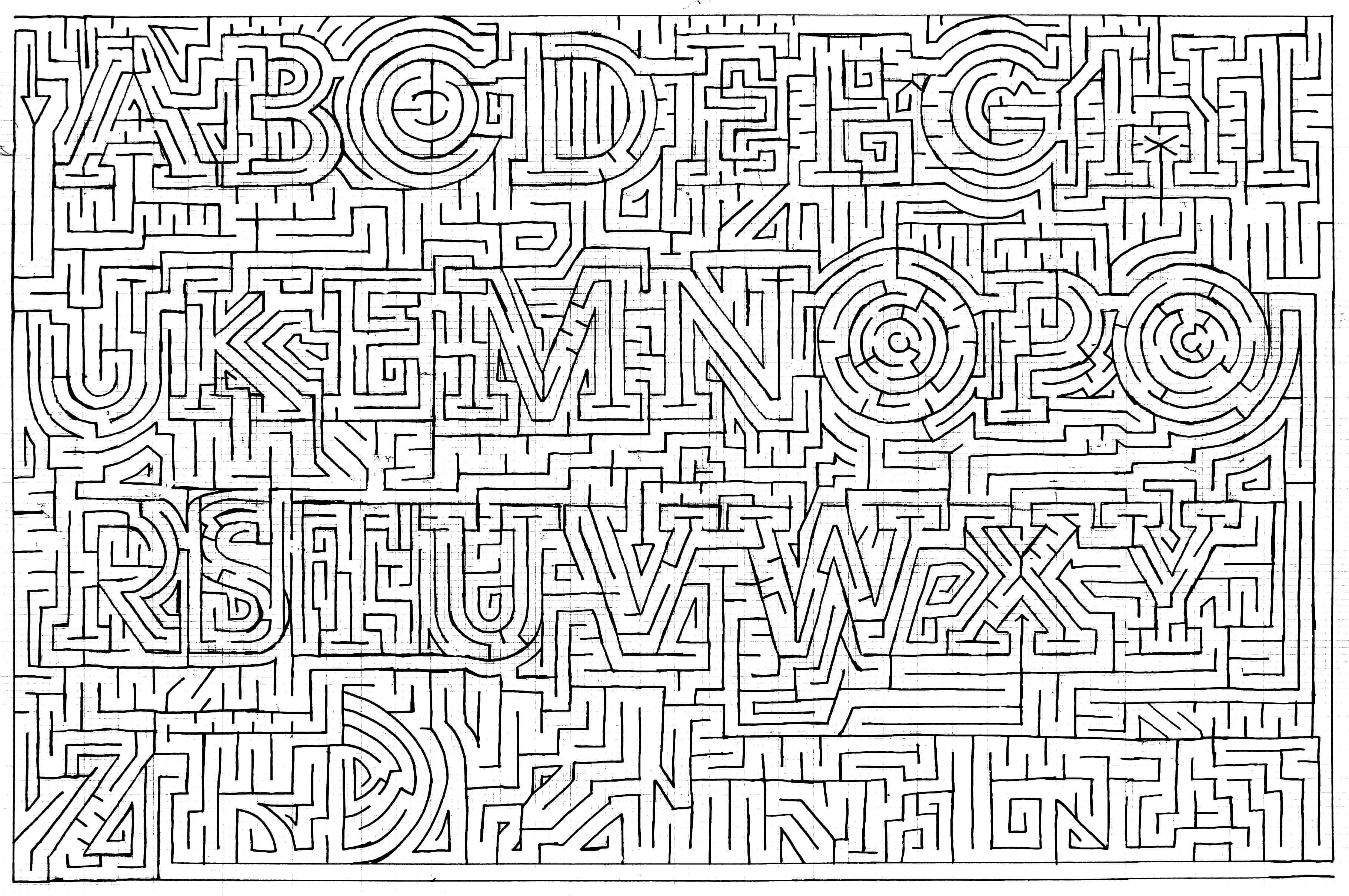 Get lost in type maze alphabet